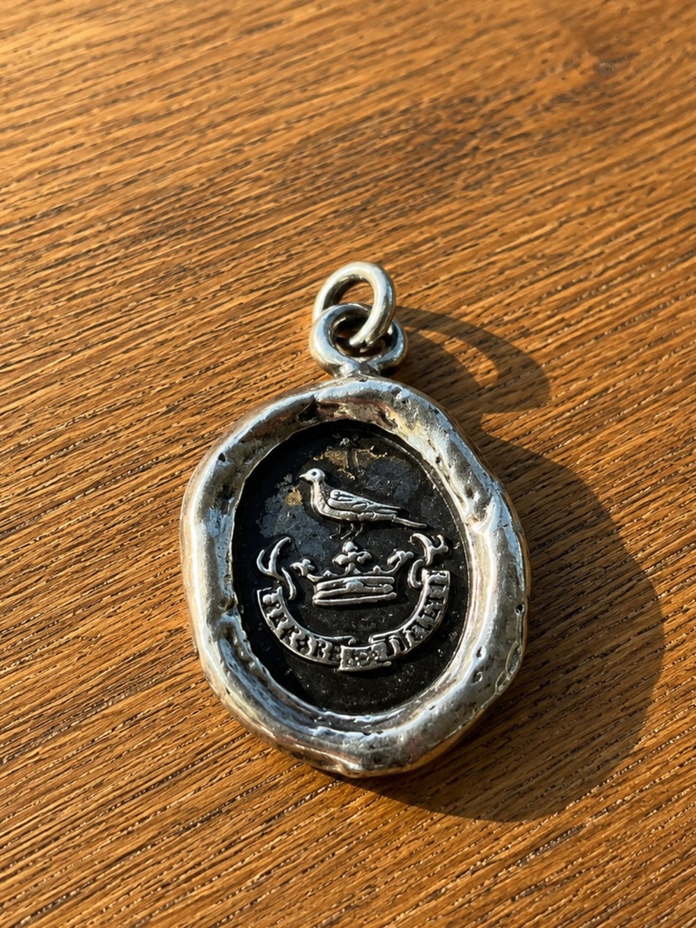 Pyrrha silver talisman bird crown wax seal